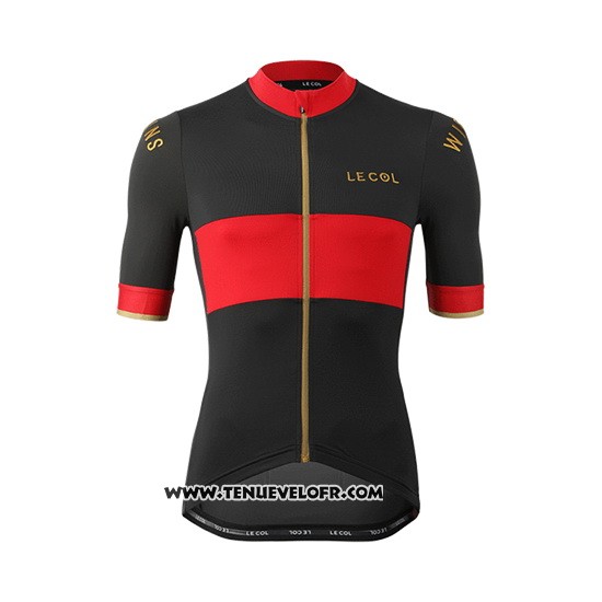 2019 Maillot Ciclismo Lecol Noir Rouge Manches Courtes et Cuissard
